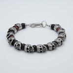 Skull Bracelet // Onyx + Red Tiger Eye