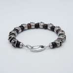 Skull Bracelet // Onyx + Red Tiger Eye