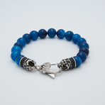 Onyx Bead Lobster Clasp Bracelet // Blue