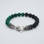Malachite + Onyx Bead Lobster Clasp Bracelet // Green + Black