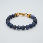 Sodalite Lobster Clasp Bracelet // Blue + Gold