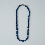 Onyx Bead Lobster Clasp Necklace // Blue