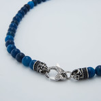 Onyx Bead Lobster Clasp Necklace // Blue