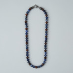 Sodalite + Tiger Eye Lobster Clasp Necklace // Red