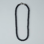 Onyx Bead Lobster Clasp Necklace // Black