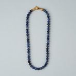 Sodalite Lobster Clasp Necklace // Blue + Gold
