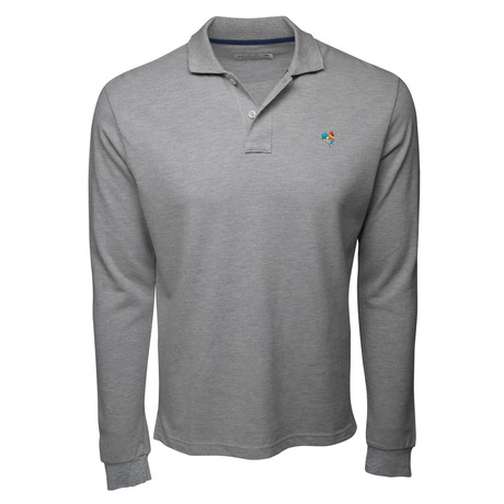 Secret Loop Long-Sleeve Polo // Heather Grey + Multi (L)