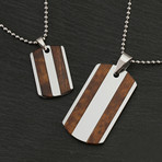 Tungsten Carbide + Koa Wood Dog Tag // Set Of 2