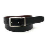 30mm Feather Edge Non Stitched Reversible Burnished Belt // Black + Burgundy (32" Waist)