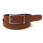 30mm Feather Edge Non Stitched Reversible Burnished Belt // Brown + Tan (32" Waist)