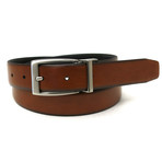 30mm Feather Edge Non Stitched Reversible Burnished Belt // Tan + Black (32" Waist)