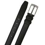 32mm Stitched Feather Edge Belt With Gunmetal Buckle // Black (32" Waist)