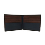 Colorblock Bifold Wallet With RFID Blocking // Tan + Blue