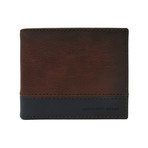 Colorblock Bifold Wallet With RFID Blocking // Tan + Blue