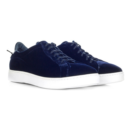 Velvet Lace-Up Sneaker // Navy Blue (Euro: 40)