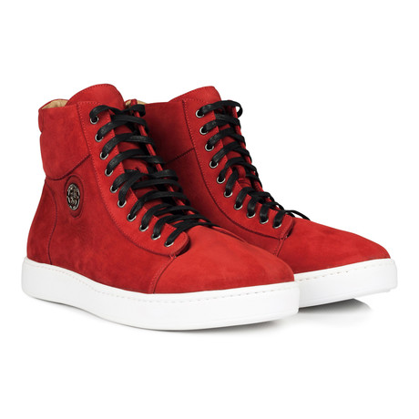 Nubuck Lace-Up High-Top // Red (Euro: 40)