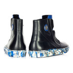 Colored Sole Lace-Less Boot // Black + Blue (Euro: 44)