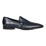 Buckle Strap Point-Toe Loafer // Navy Blue (Euro: 45)