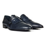 Buckle Strap Point-Toe Loafer // Navy Blue (Euro: 45)