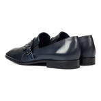 Buckle Strap Point-Toe Loafer // Navy Blue (Euro: 45)