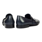 Buckle Strap Point-Toe Loafer // Navy Blue (Euro: 45)