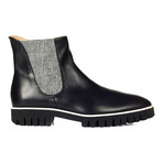 Lug Sole Point-Toe Chelsea Boot // Black + Grey (Euro: 44)