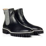 Lug Sole Point-Toe Chelsea Boot // Black + Grey (Euro: 44)