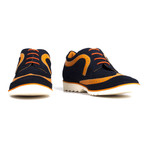 Mixed Texture Colorblocked Wingtip Derby // Navy Blue + Orange (Euro: 45)