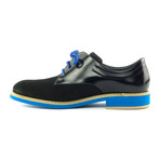 Mixed Texture Contrast Sole Derby // Black + Blue (Euro: 44)