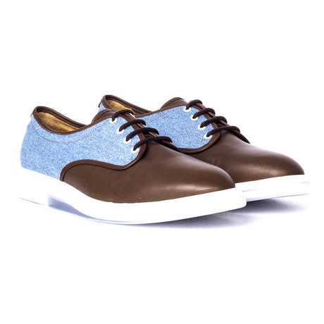 Colorblocked Piped Derby // Brown + Blue (Euro: 40)