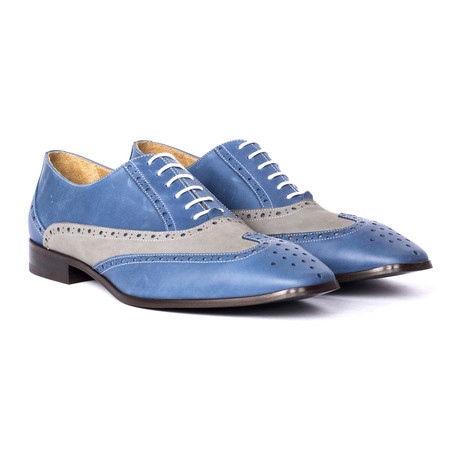 Colorblocked Wingtip Oxford // Blue + Grey (Euro: 40)