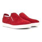 Perforated Suede Slip-On Sneaker // Red (Euro: 40)