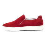 Perforated Suede Slip-On Sneaker // Red (Euro: 40)