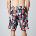 Spooky Point Boardshort // Gray + Orange + Red (35)