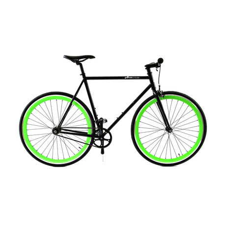 Atir Cycles // Single Speed Bike // Gloss Black + Green (Small: 50cm)