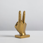 Peace Sign Hand Sculpture (Silver)