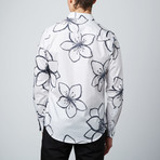 Lotus Doodles Button-Up Shirt // White (XL)