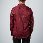 Metallic Branches Button-Up Shirt  // Burgundy (2XL)