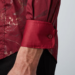 Metallic Branches Button-Up Shirt  // Burgundy (M)