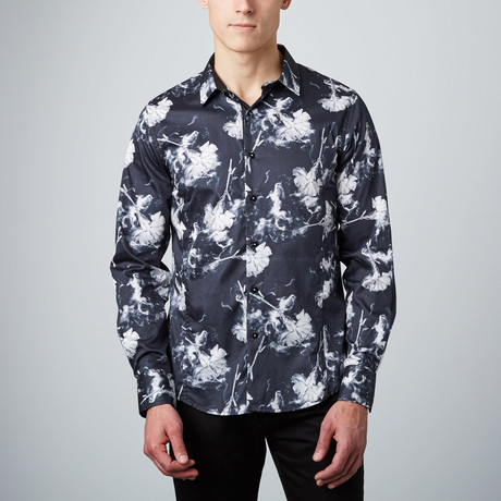 Ghost Carnation Button-Up Shirt // Black (S)