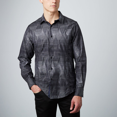 Stripe Illusion Button-Up Shirt // Black (S)