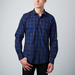 Stitched Windowpane Button-Up Shirt // Blue (XL)