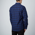 Stitched Windowpane Button-Up Shirt // Blue (M)