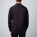 Velvet Overlay Button-Up Shirt // Black (L)