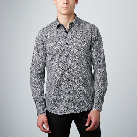 Speckled Button-Up Shirt // White + Black (S)