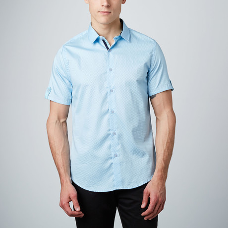 Microdot Short-Sleeve Button-Up // Light Blue (S)