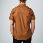 Polkadot Western Short-Sleeve Button-Up Shirt // Brown (2XL)