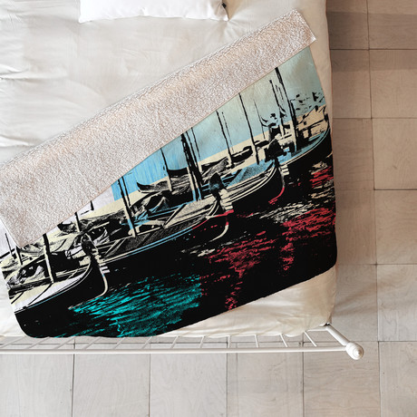 Venice Gondolas // Fleece Throw Blanket (Medium)