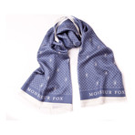 Monsieur Fox House Print Scarf // White + Blue