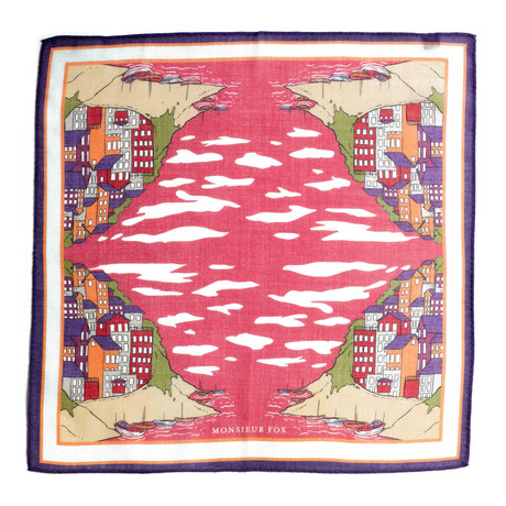 Positano Pocket Square // Red + Purple